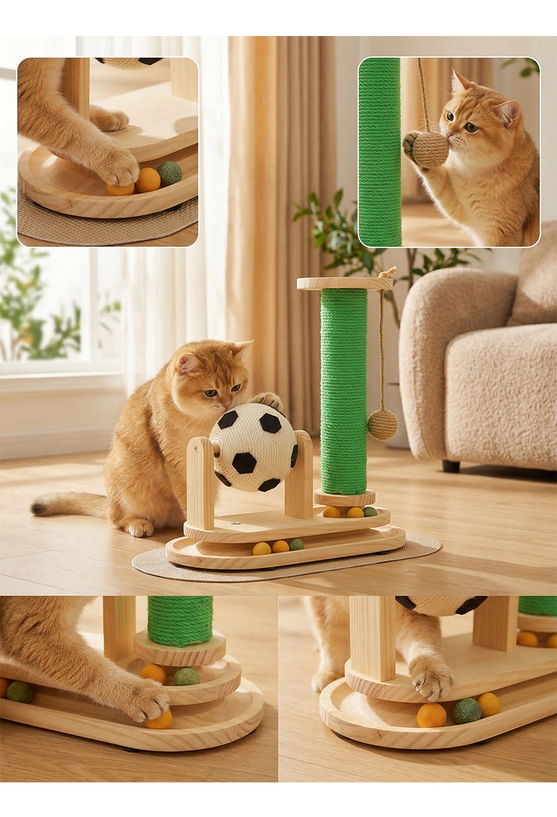 Cat Scratching Board and Cat Bed Integrated Toy with Turntable and Teaser Ball, Self-Entertainment and Boredom-Relieving Style, New Pet Supplies Set for Kittens detail 16