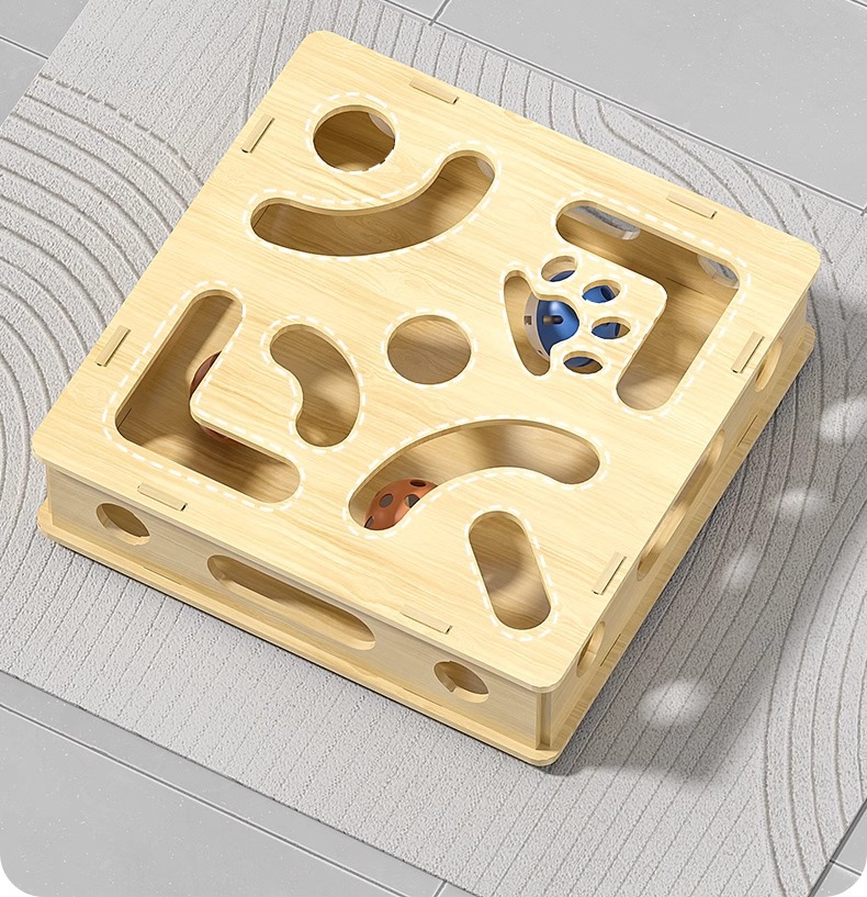 Cat Maze Puzzle Box with Teaser Wand and Bell detail 6